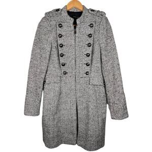 Zara Basic Women’s Military Peacoat Herringbone Gray Jacket Medium